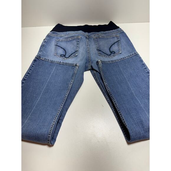 Liz Lange Maternity Jeans Women’s Sz 6 Stretch Flare Wide Leg Med Wash - Picture 1 of 6